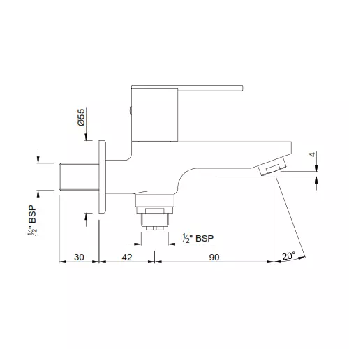 Jaquar Fonte Two Way Bib Cock Bathroom Faucet - FON-CHR-40041
