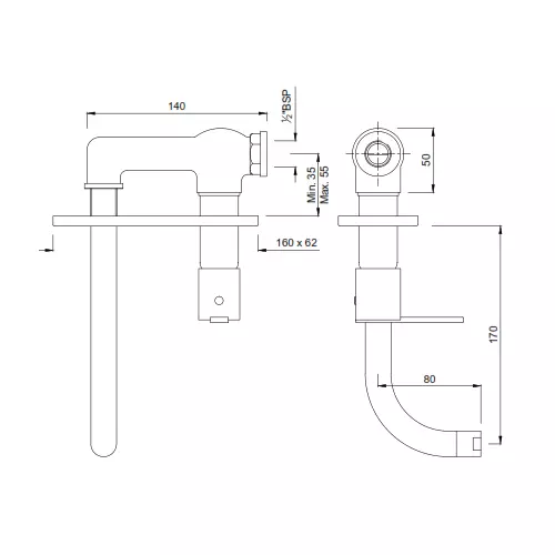 Essco by Jaquar Fonte Concealed Stop Cock With Spout - FON-CHR-40441