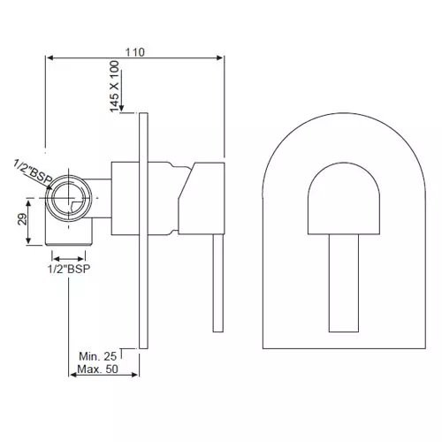 Essco by Jaquar D'ARC Concealed Deusch Mixer - DRC-CHR-37229