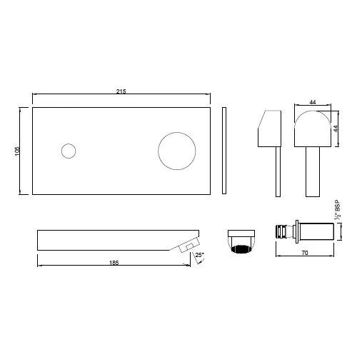 Essco by Jaquar D'ARC Concealed Basin Mixer Exposed Part Kit - DRC-CHR-37233K