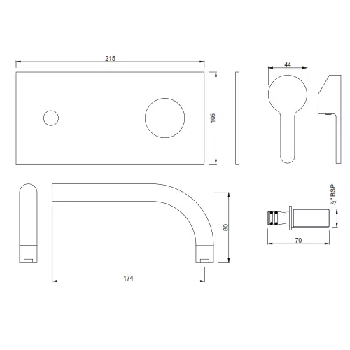 Essco by Jaquar Fusion Single Lever Basin Mixer Exposed Part Kit - FUS-CHR-29233K