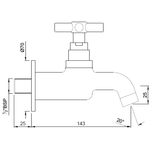 Jaquar Solo Bib Cock Bathroom Faucet - SOL-CHR-6047