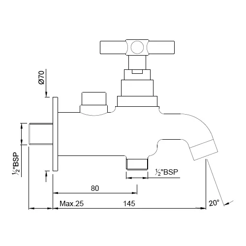 Jaquar Solo Two Way Bib Cock Bathroom Faucet - SOL-CHR-6041