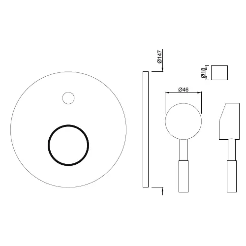 Essco by Jaquar Solo Diverter Exposed Part Kit - SOL-CHR-6065K