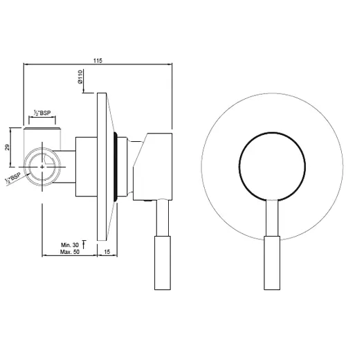 Essco by Jaquar Solo Deusch Mixer For Over Head Shower - SOL-CHR-6227
