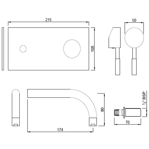 Essco by Jaquar Solo Basin Mixer Exposed Part Kit - SOL-CHR-6233K