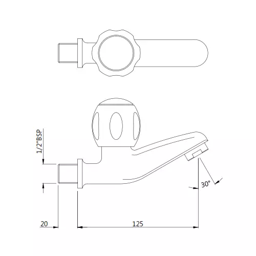 Jaquar Clarion Bib Cock Bathroom Faucet - CQT-CHR-23047