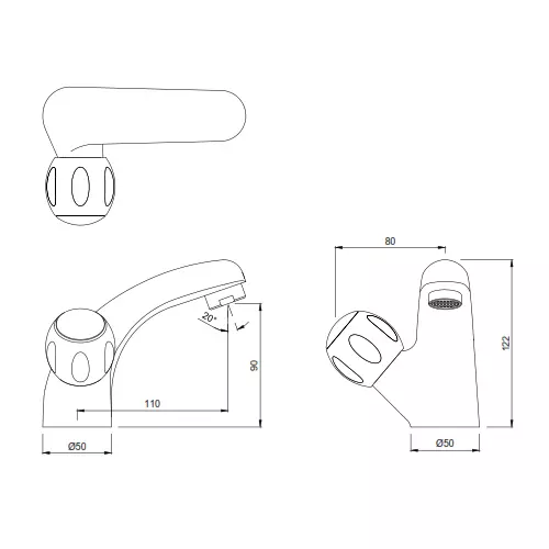 Jaquar Clarion Left Side Operating Knob Swan Neck Tap - CQT-CHR-23123