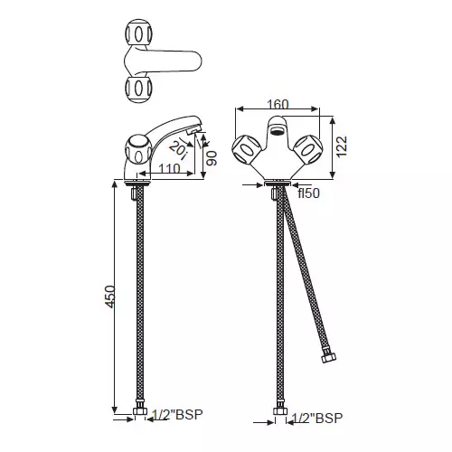 Jaquar Clarion Basin Mixer Bathroom Faucet - CQT-CHR-23167B