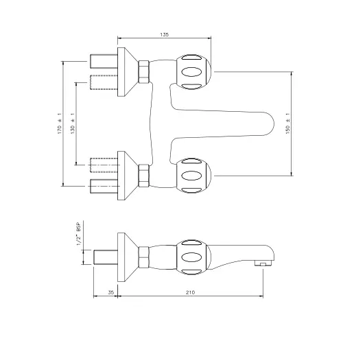 Jaquar Clarion Wall Mixer Bathroom Faucet - CQT-CHR-23219