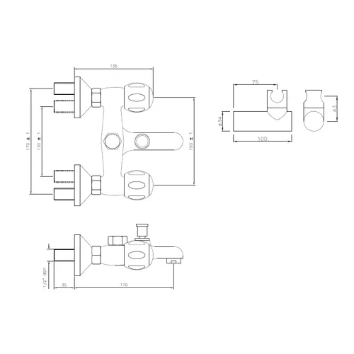 Jaquar Clarion Wall Mixer Bathroom Faucet - CQT-CHR-23267