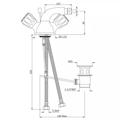 Essco by Jaquar Continental Bidet Mixer Bathroom Faucet - CON-CHR-613KNB