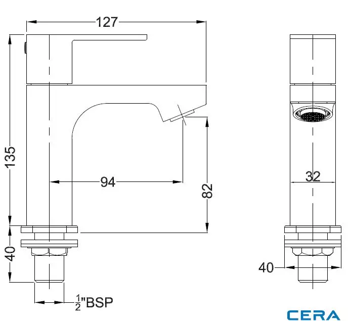 CERA Ruby Pillar Tap Bathroom Faucet - F1005101