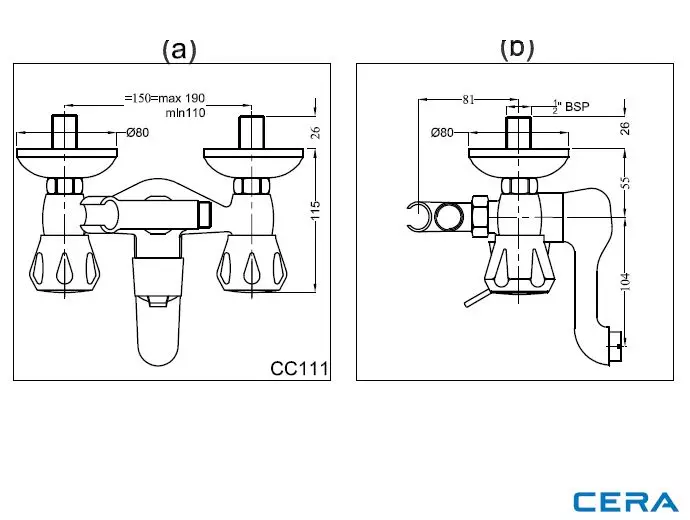 CERA Ocean Wall Mixer Bathroom Faucet - F3001404