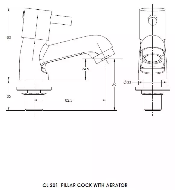 CERA Garnet Pillar Cock Bathroom Faucet - F2002101