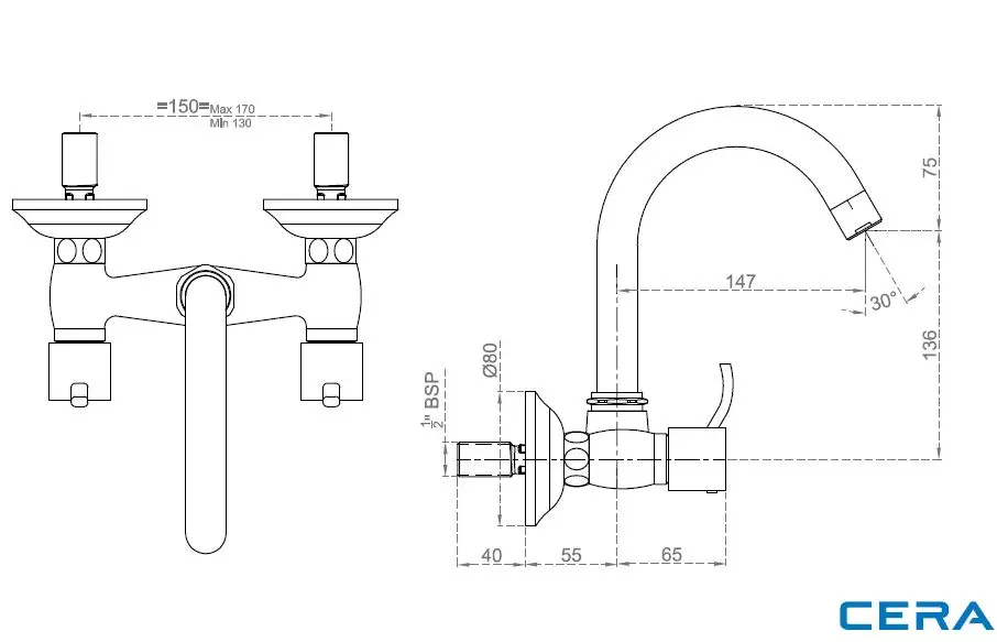 CERA Crayon Kitchen Sink Mixer F2008501