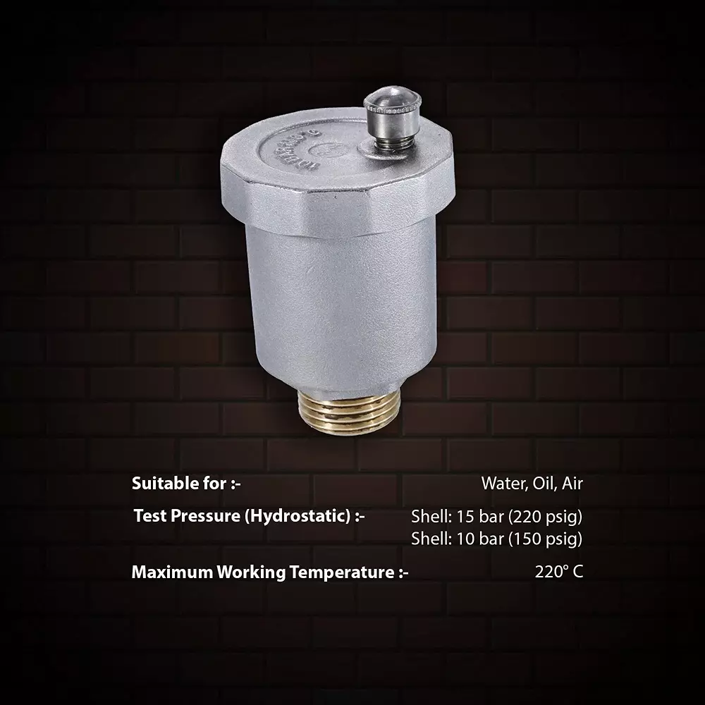 RN Air Release Valve Forged Brass 3/4 Inch (20 mm) Size for Control Water, Air & Oil Flow, 5200
