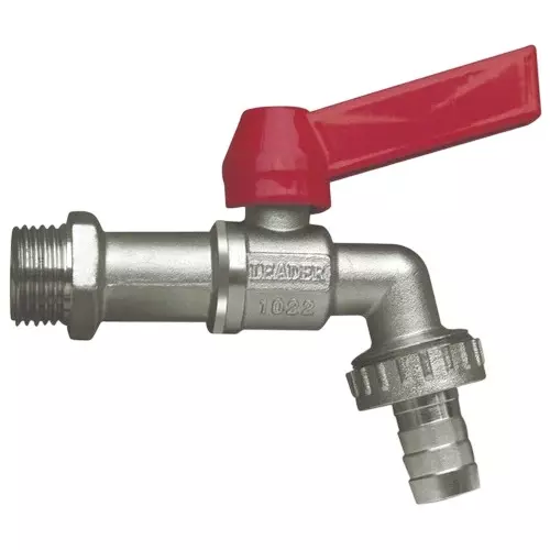 Leader Ball Type Bib Tap With Hose Union 15 mm (1/2 inch) Forged Brass Body PN-16 Pressure/Class Rating Size Code D, FLB059