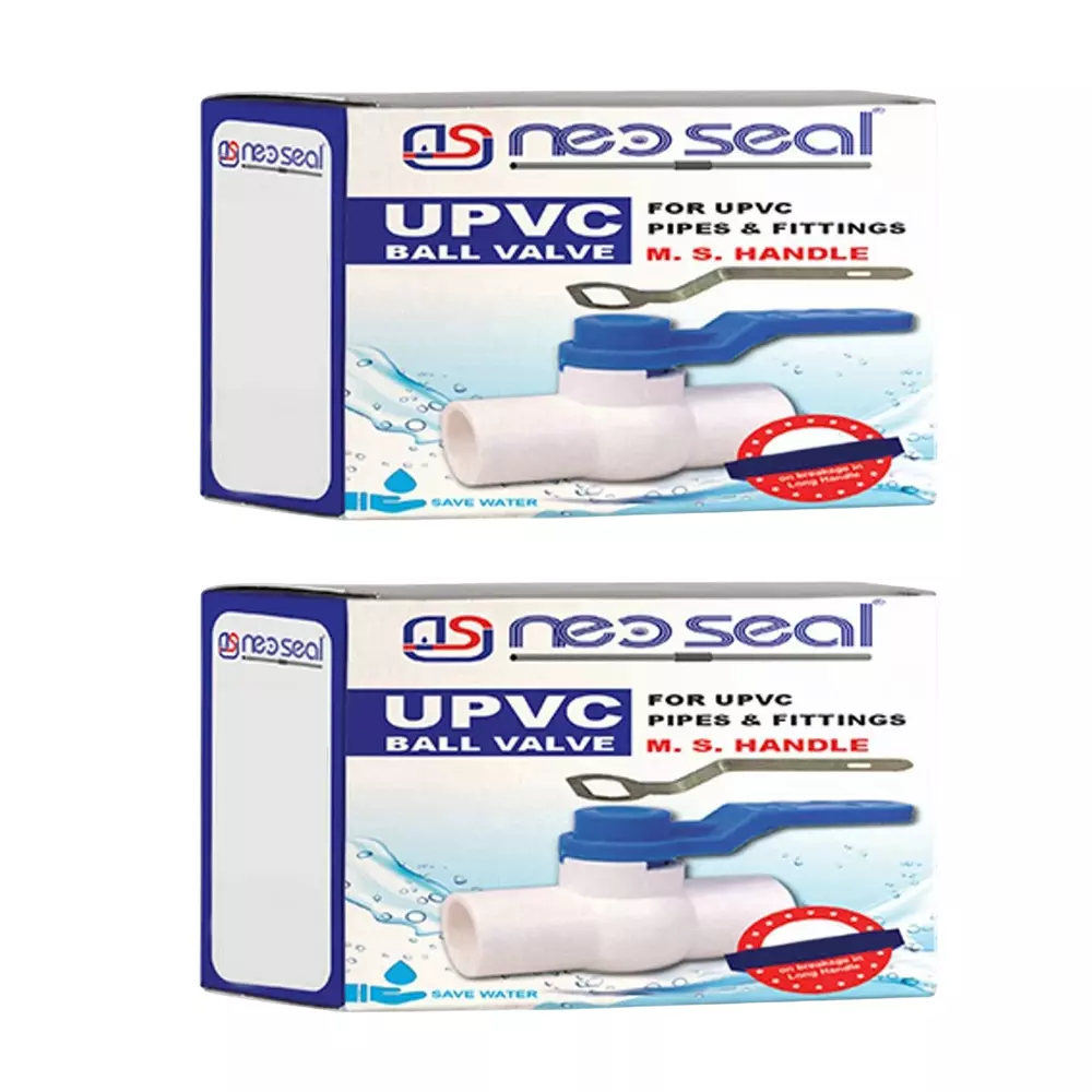 NeoSeal UPVC Ball Valves Gold Star MS Handle (2 inch) 50 mm (Pack of 2)