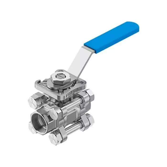 Festo Stainless Steel Ball Valve, Ball Valve, Flanged, 15 mm, 63 bar Operating Pressure, VZBE-1/2-WA-63-T-2-F0304-M-V15V15