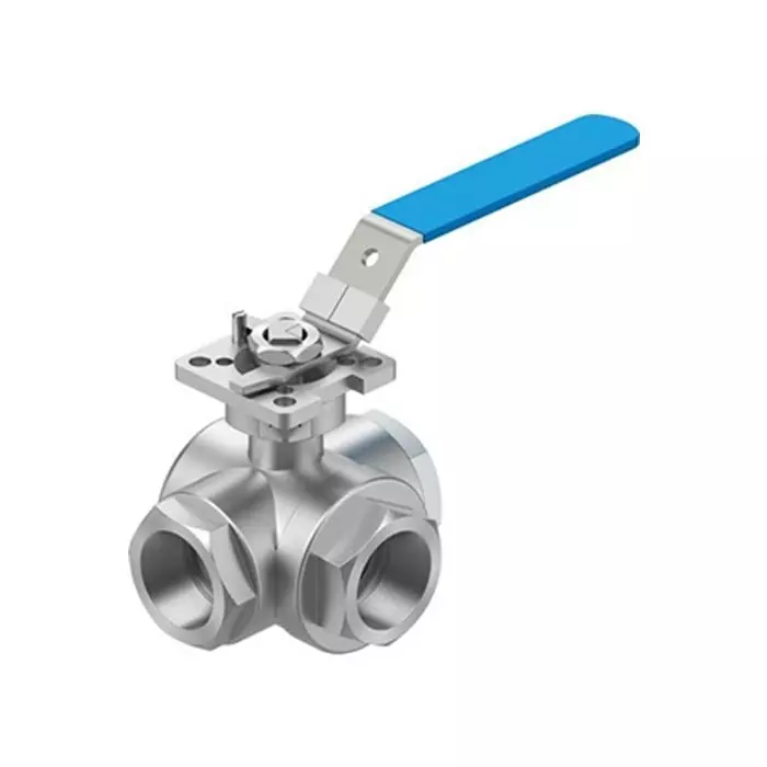 Festo Stainless Steel Ball Valve, Ball Valve, Threaded, NPT 1 1/2 NPTin, 32 mm, 63 bar Operating Pressure, VZBE-11/2-T-63-F-3L-F0507-M-V15V15