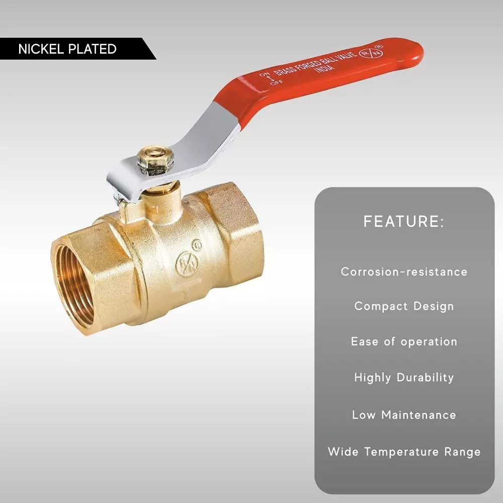 RN Ball Valve Forged Brass 4 Inch (100 mm) Size for Control Water, Air & Oil Flow, 1710