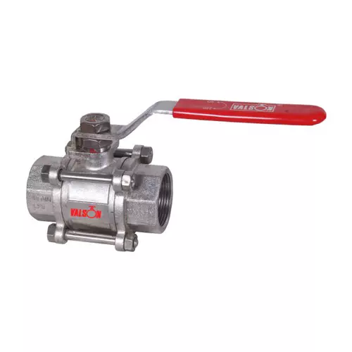 Valson Three Piece Heavy Duty Ball Valve 12.7 mm (½ inch) Stainless Steel Screwed BSP Female
