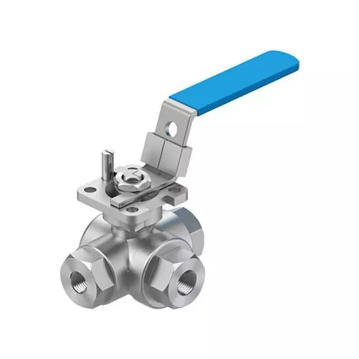 Festo Stainless Steel Ball Valve, Ball Valve, Threaded, NPT 1/4 NPTin, 11 mm, 63 bar Operating Pressure, VZBE-1/4-T-63-F-3L-F04-M-V15V15