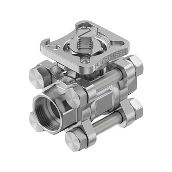Festo Stainless Steel Ball Valve, Ball Valve, Flanged, 15 mm, 63 bar Operating Pressure, VZBE-1/2-WA-63-T-2-F0304-V15V15