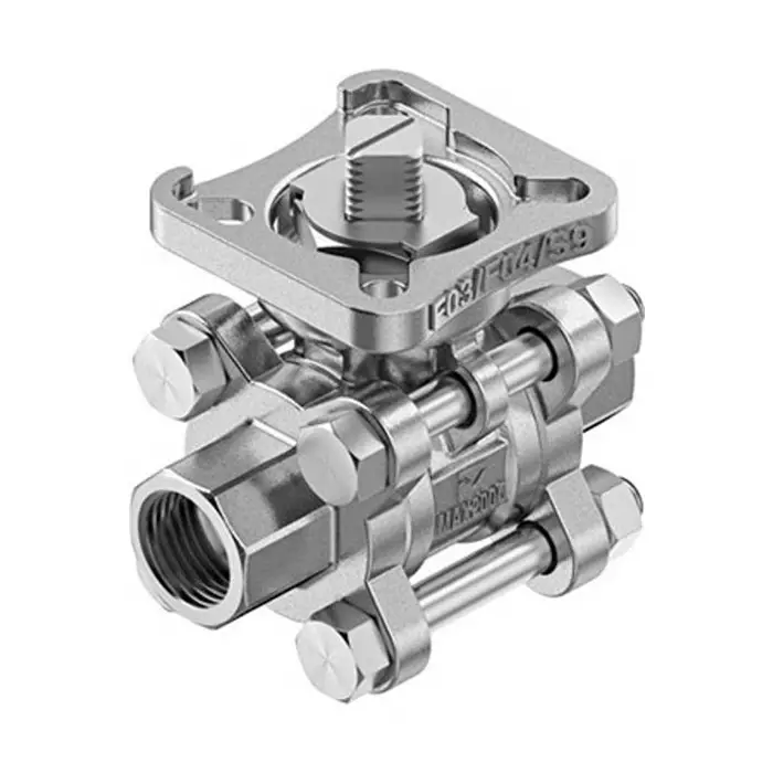 Festo Stainless Steel Ball Valve, Ball Valve, Flanged, 16.6 mm, 63 bar Operating Pressure, VZBE-1/4-WA-63-T-2-F0304-V15V15