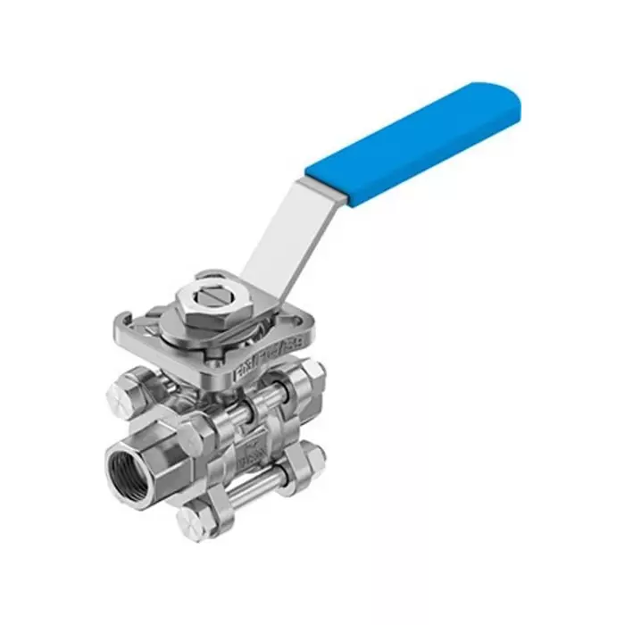 Festo Stainless Steel Ball Valve, Ball Valve, Flanged, 16.6 mm, 63 bar Operating Pressure, VZBE-1/4-WA-63-T-2-F0304-M-V15V15