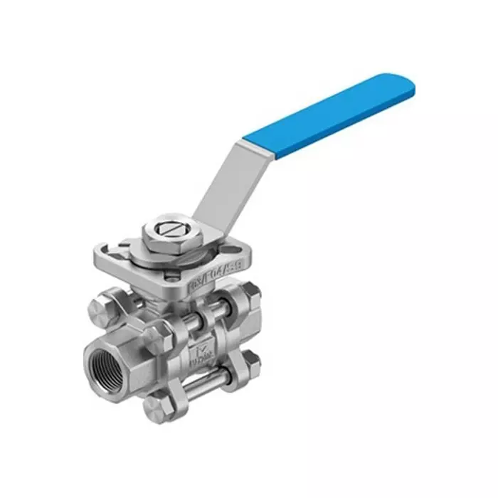 Festo Stainless Steel Ball Valve, Ball Valve, Threaded, NPT 3/8 NPTin, 12.5 mm, 63 bar Operating Pressure, VZBE-3/8-T-63-T-2-F0304-M-V15V15