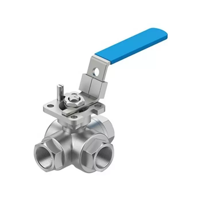 Festo Stainless Steel Ball Valve, Ball Valve, Threaded, NPT 1/2 NPTin, 12.7 mm, 63 bar Operating Pressure, VZBE-1/2-T-63-F-3L-F04-M-V15V15