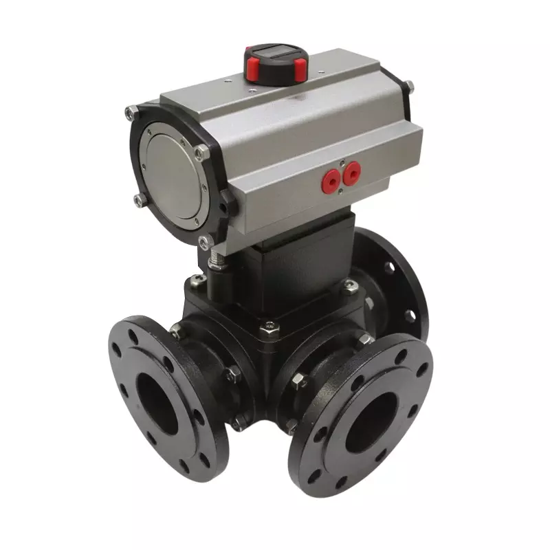 Quickair Ball Valve T Port With Pneumatic Double Acting Actuator 3/4 inch (19.05 mm) Carbon Steel, A300RB-20-16-02-07-01-02-01