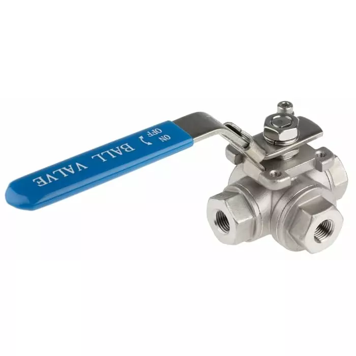 RS PRO BSPP 6.35 mm Stainless Steel L Port 3 Way Ball Valve 68bar Operating Pressure 4991865