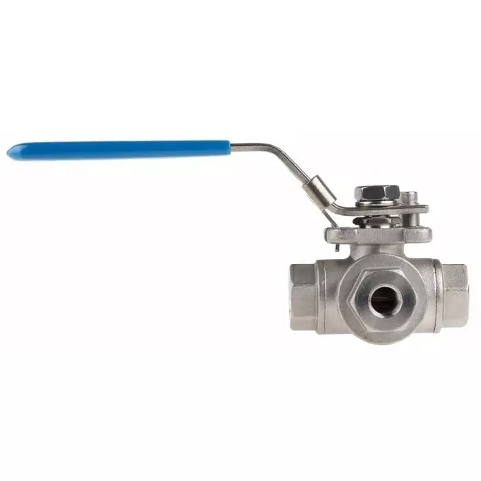 RS PRO BSPP 6.35 mm Stainless Steel L Port 3 Way Ball Valve 68bar Operating Pressure 4991865