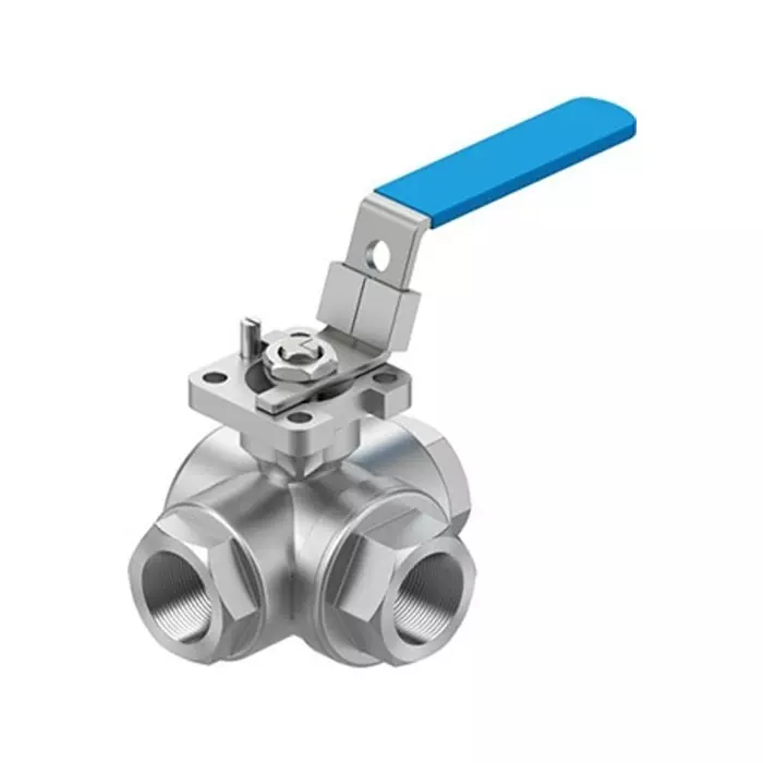 Festo Stainless Steel Ball Valve, Ball Valve, Threaded, NPT 3/4 NPTin, 16 mm, 63 bar Operating Pressure, VZBE-3/4-T-63-F-3L-F04-M-V15V15