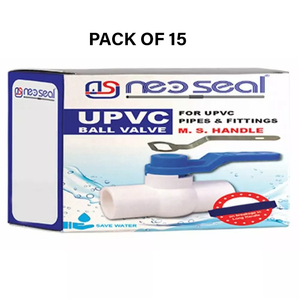 NeoSeal UPVC Ball Valves Gold Star MS Handle (1/2 inch) 15 mm (Pack of 15)