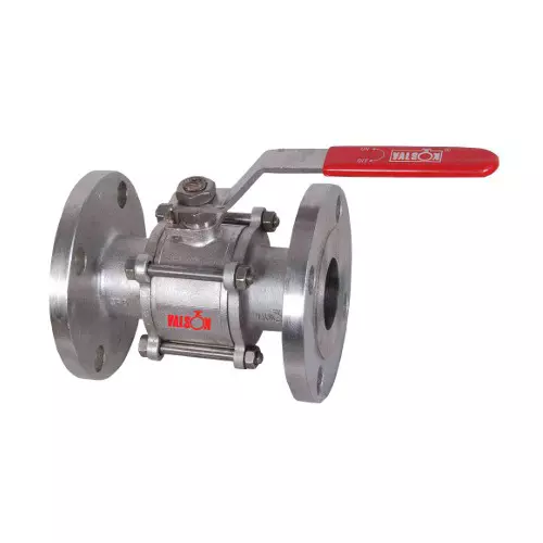 Valson Three Piece Heavy Duty Ball Valve 12.7 mm (½ inch) Stainless Steel Flanged
