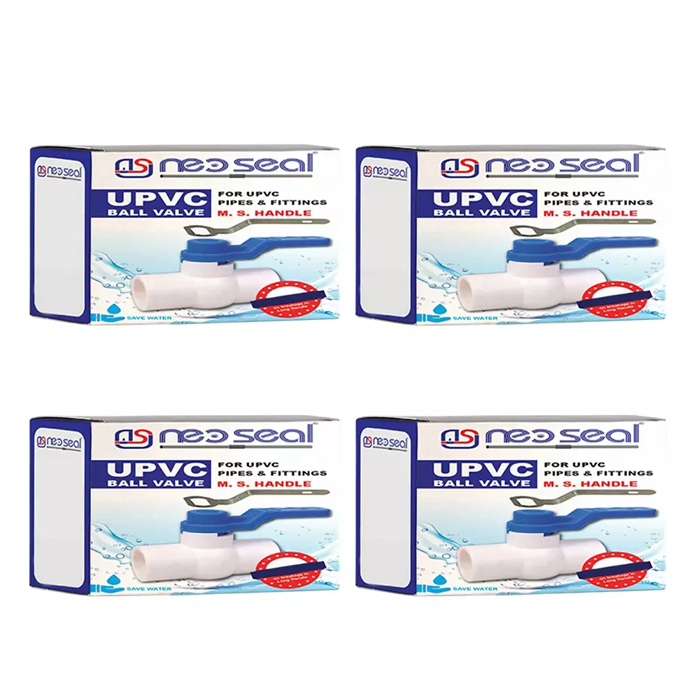 NeoSeal UPVC Ball Valves Gold Star MS Handle (1 1/2 inch) 40 mm (Pack of 4)