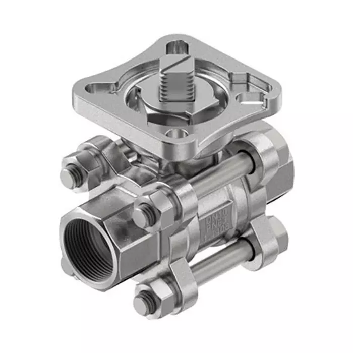 Festo Stainless Steel Ball Valve, Ball Valve, Flanged, 12.5 mm, 63 bar Operating Pressure, VZBE-3/8-WA-63-T-2-F0304-V15V15