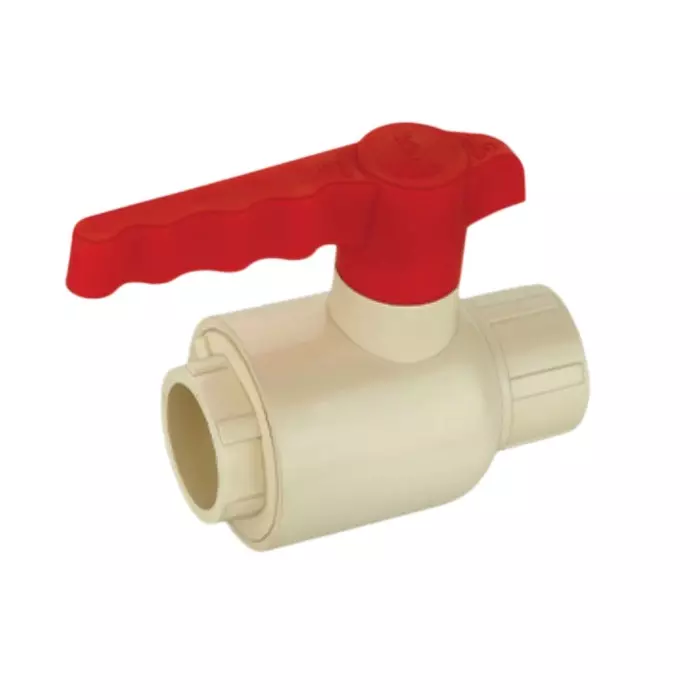 Aquai Ball Valve CPVC 40 mm Size White & Red for Bathroom Use, TB-BV-040