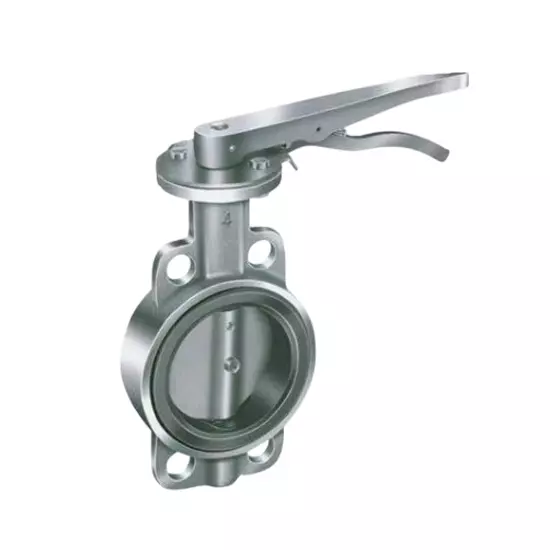 Nalisha Butterfly Valve 5.91 inch (150 mm) Wafer to Suit ANSI B16.5 150# End, ASTM A 351 Gr. CF8/CF8M Body, CF8M (SS 316) Disc, Gear Operated
