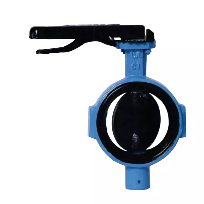 Leader Butterfly Valve Wafer Type Lever Operated 200 mm (8 inch) PN-1.6 SG Iron Epoxy Coated Disc, CI 091