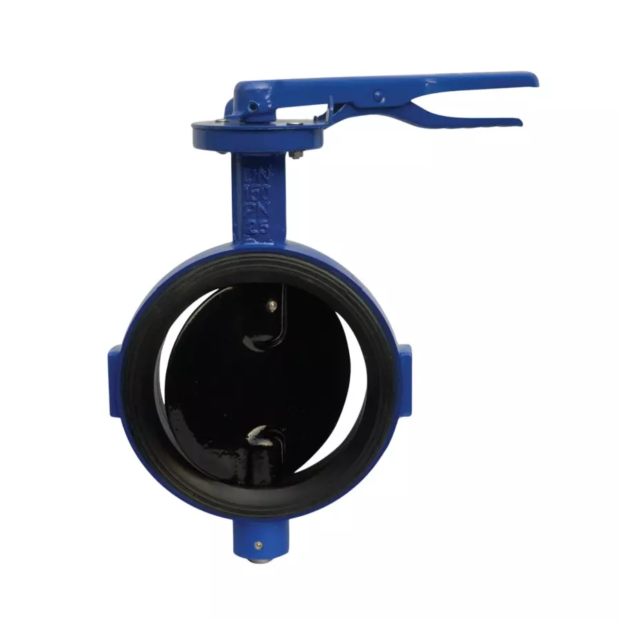 Leader Butterfly Valve Wafer Type Without Lugs Lever Operated (6 inch) 150 mm Ductile Iron Body PN-25 Size Code P, DI 096