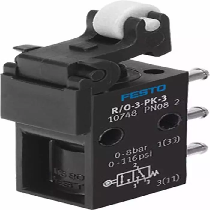 Festo Roller Lever 3/2 Way, Monostable, Open/Closed Mechanical Valve R/O Series, 2.5 mm, R/O-3-PK-3
