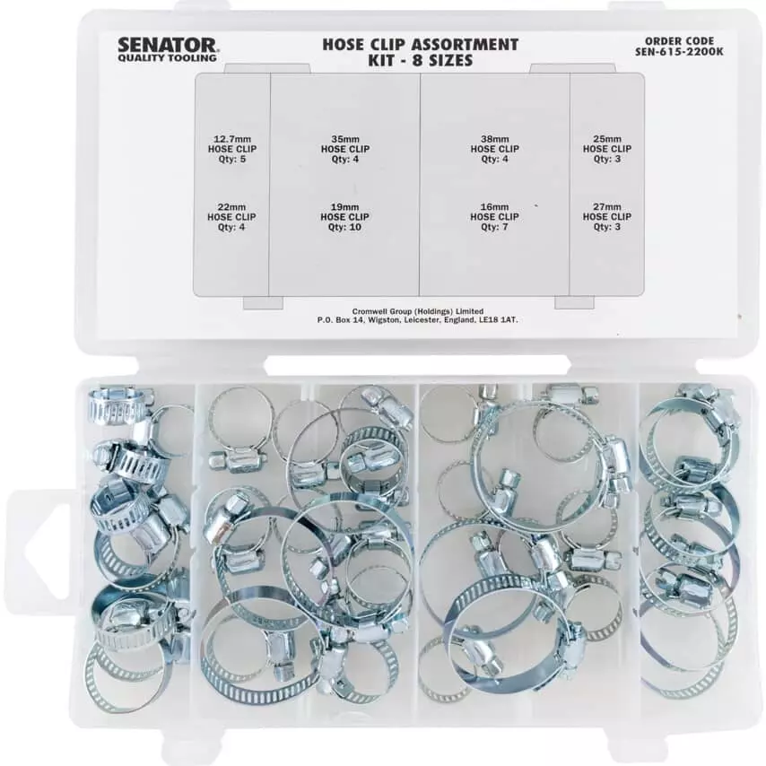Senator Hose Clip Assortment 25-16 mm Size Zinc Plated Steel, SEN6152200K (Pack of 40)