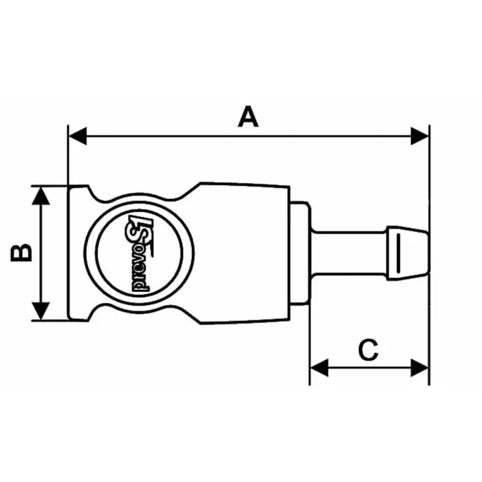 PREVOST Composite Body Safety Quick Connect Coupling, 8 mm Hose Barb, CSI 061808CP