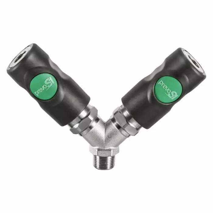 PREVOST Composite Body Male Safety Y-Shaped Quick Connect Coupling, G 1/2 Male Threaded, ESI 078153