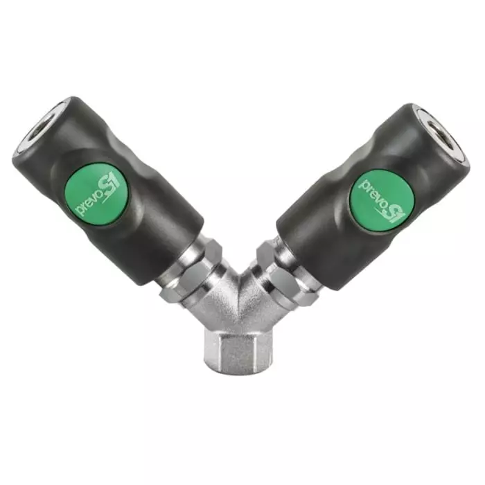 PREVOST Composite Body Female Safety Y-Shaped Quick Connect Coupling, G 3/8 Female Threaded, ESI 078102